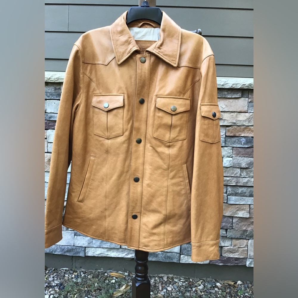 Murano leather jacket , soft and supple, butterscotch leather. Size M